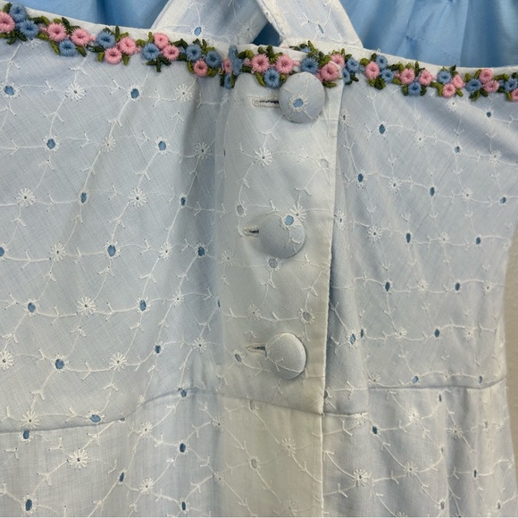 Vintage Handmade White Eyelet Maxi Prairie Dress Ruffles Button up back womens S - Picture 12 of 12